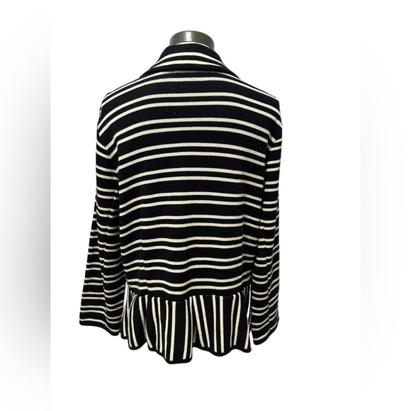 Style & Co NWT Striped Print Peplum Sweater Blazer Black White Size 1X - Picture 3 of 11